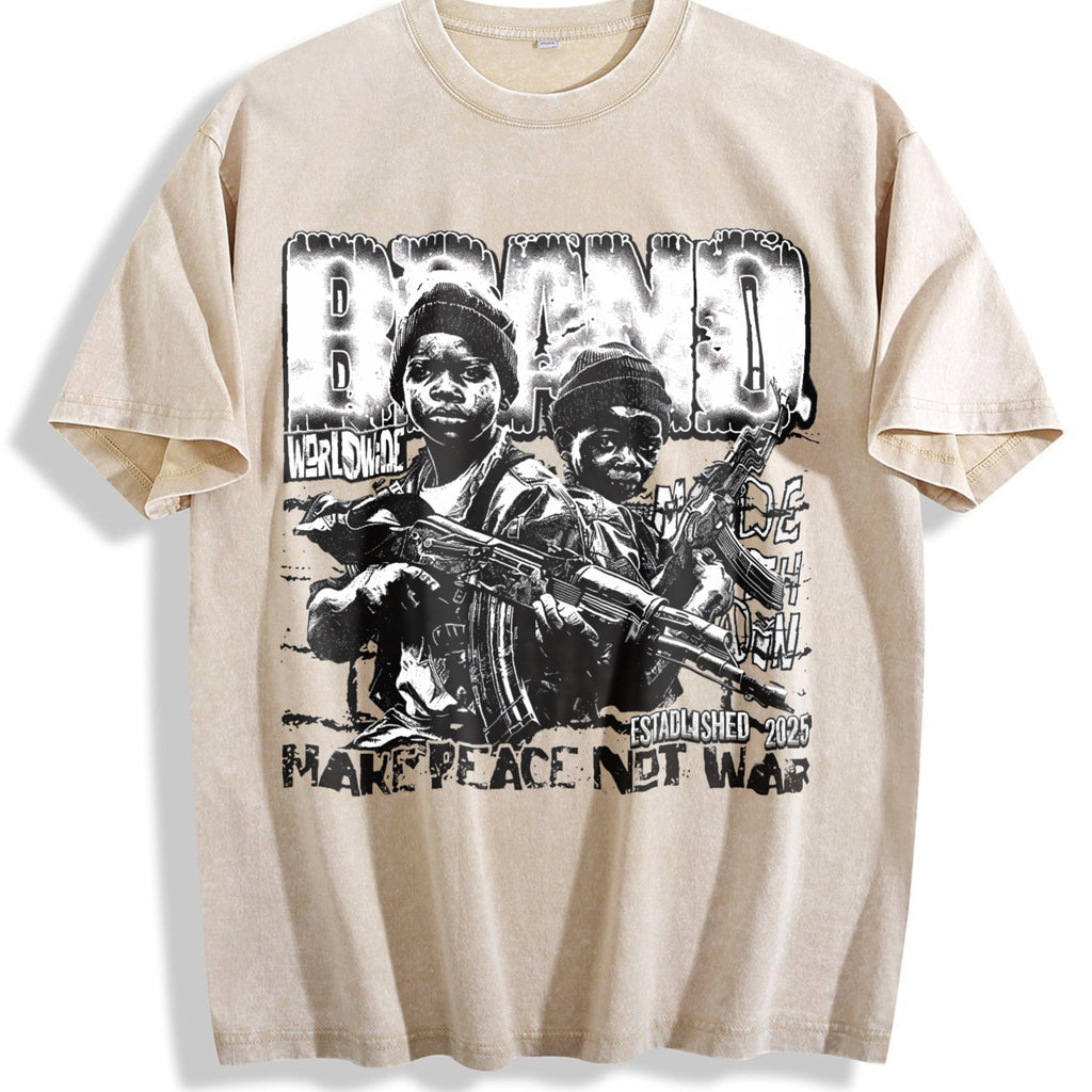 Make Peace Not War Soldier Art Vintage Washed T-Shirt product image 1