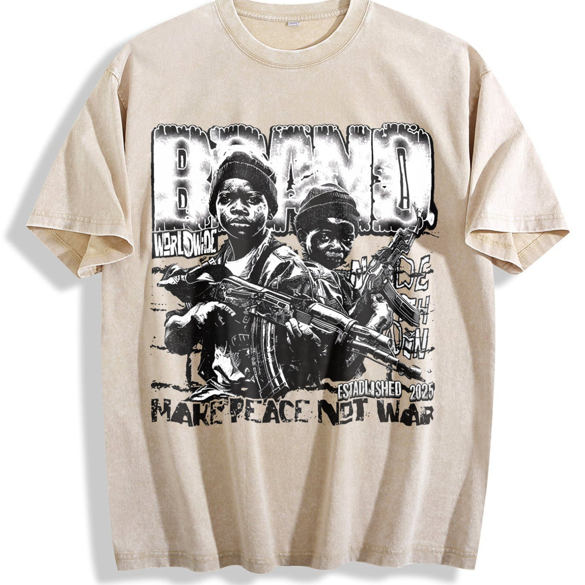 Make Peace Not War Soldier Art Vintage Washed T-Shirt product image 1