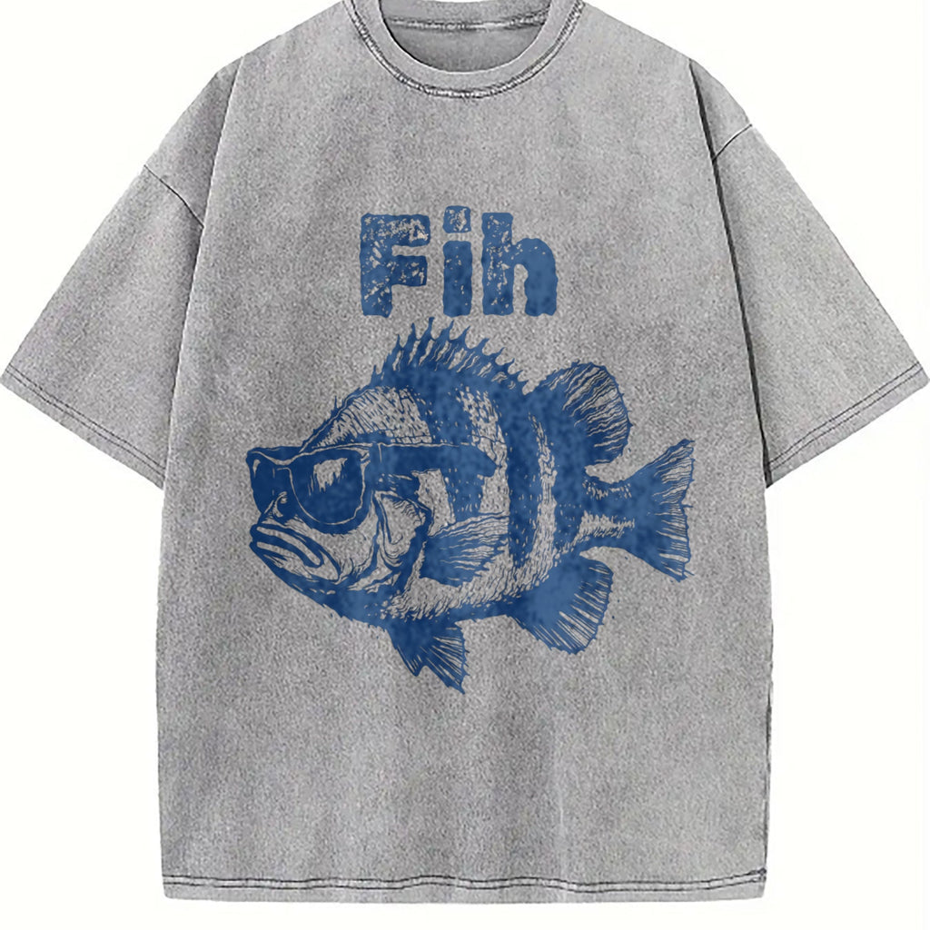 Fih Fish Meme 90s Vintage Washed T-Shirt product image 5