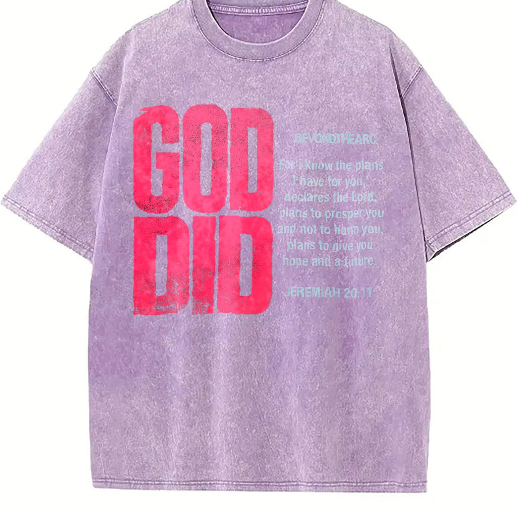 God Did Bold Pink Lettering Vintage Washed T-Shirt product image 6