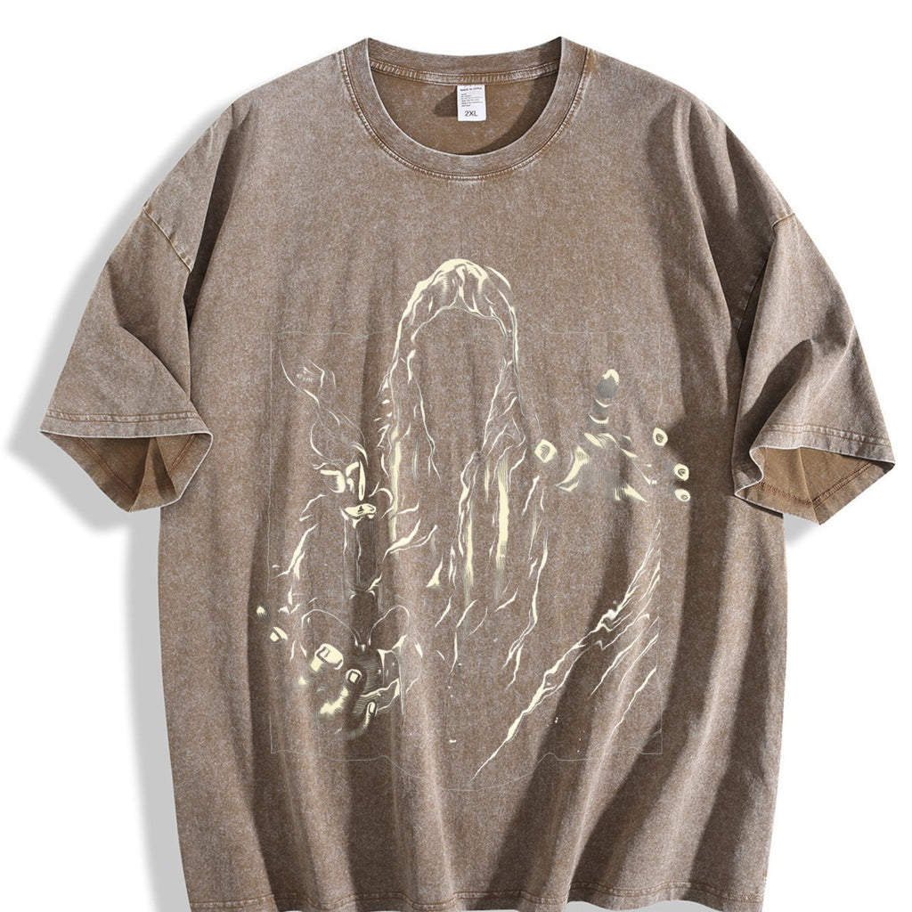 Faceless Reaper Skull Candle Art Vintage Washed T-Shirt product image 3