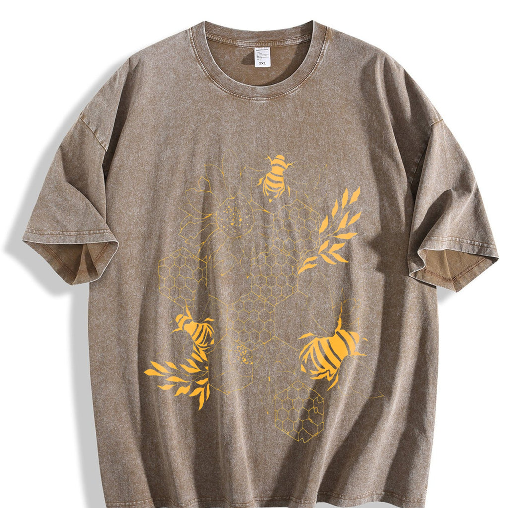 Gold Botanical Line Art Vintage Washed T-Shirt product image 3