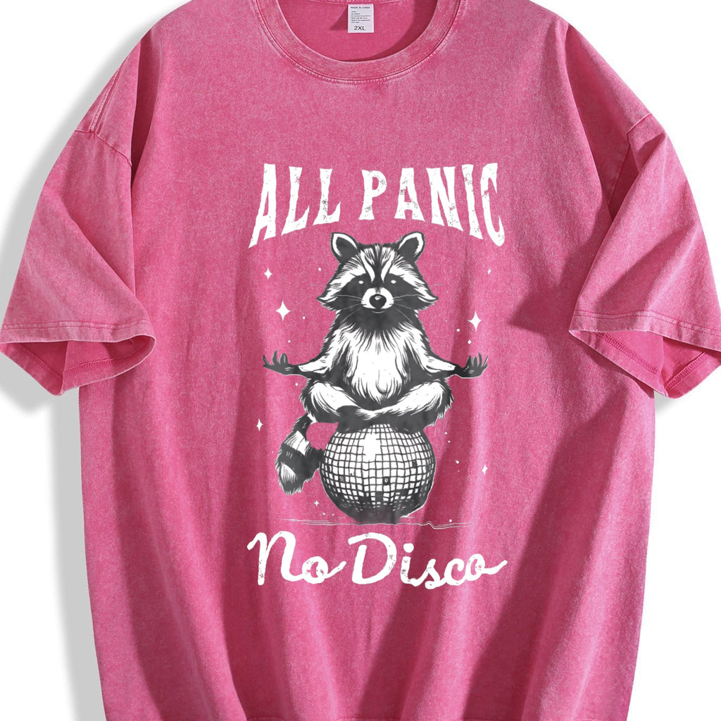 Funny Raccoon All Panic No Disco 90s Vintage Washed T-Shirt product image 7