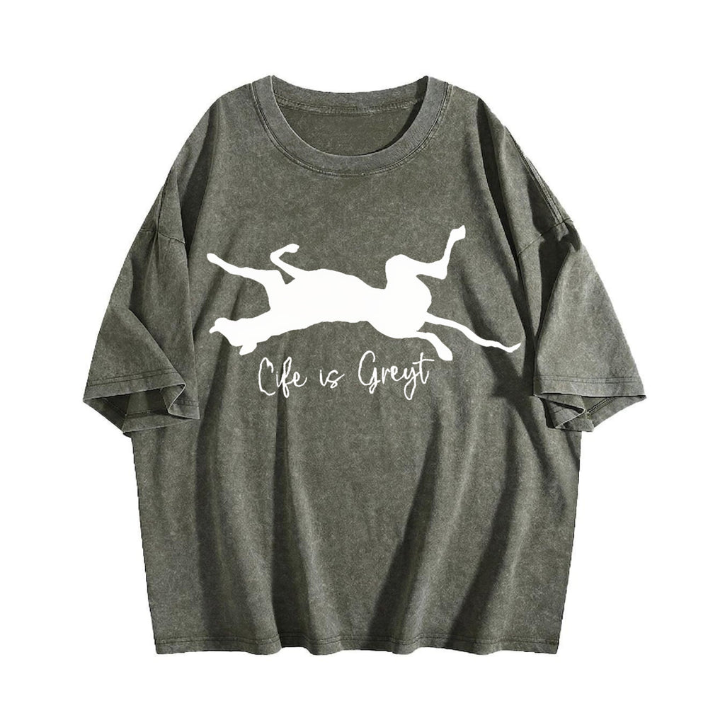 Life Is Greyt Greyhound Lover Vintage Washed T-Shirt product image 4