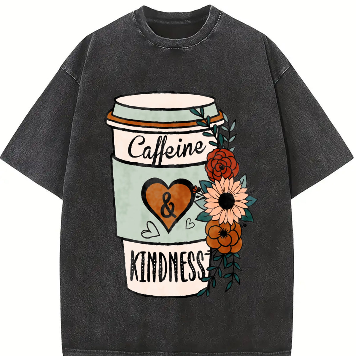 Caffeine And Kindness Vintage Washed T-Shirt product image 2