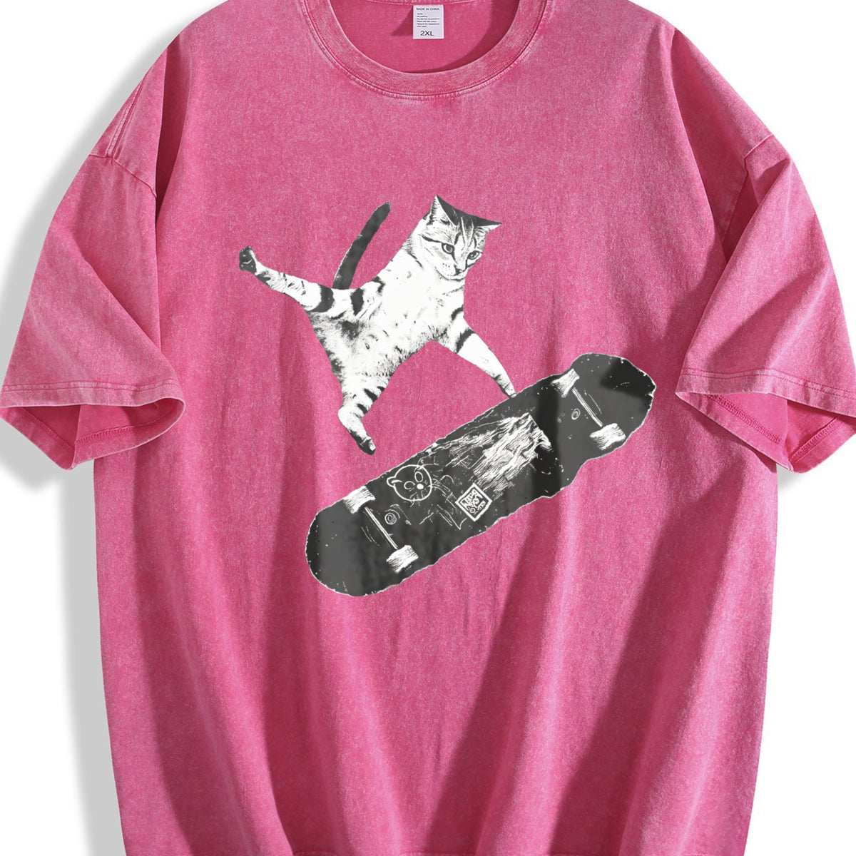 Skateboarding Cat Vintage Washed T-Shirt product image 7