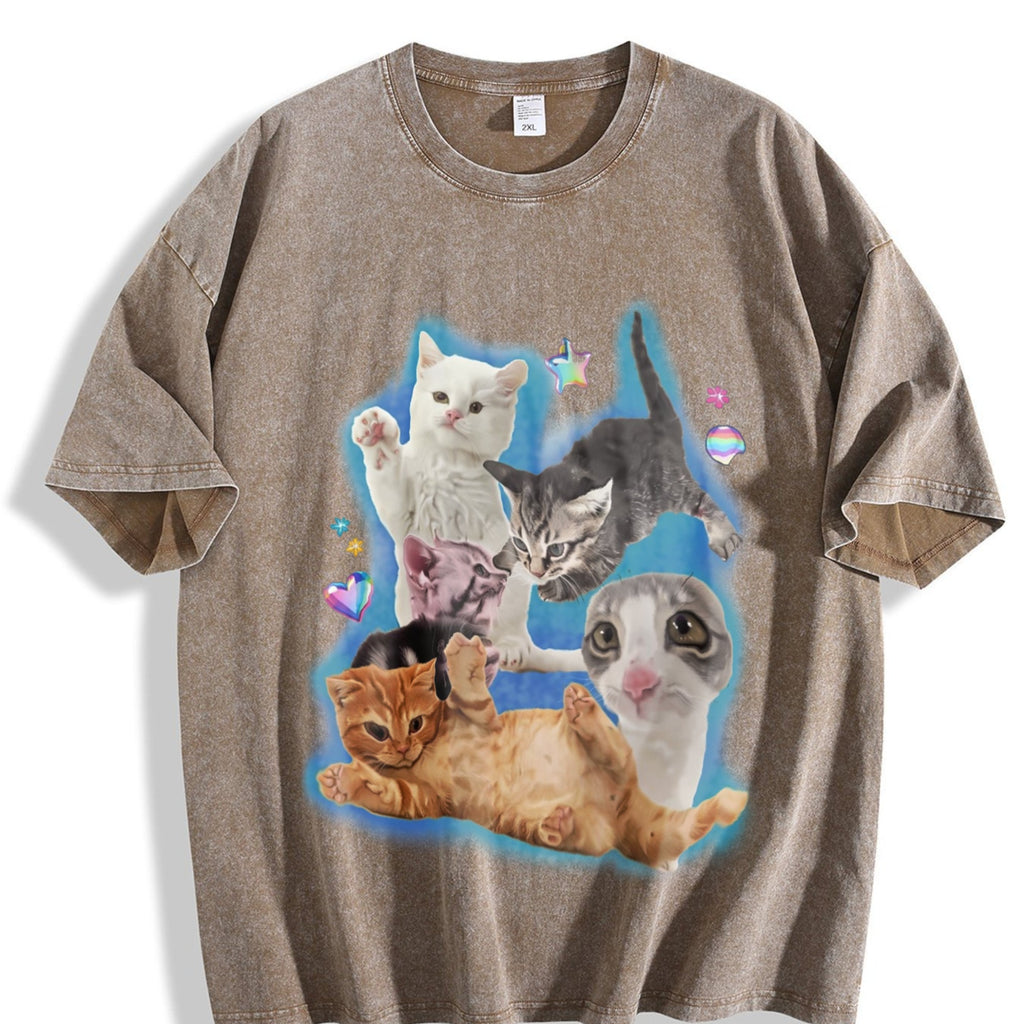 Y2K Silly Cat Vintage Washed T-Shirt product image 3