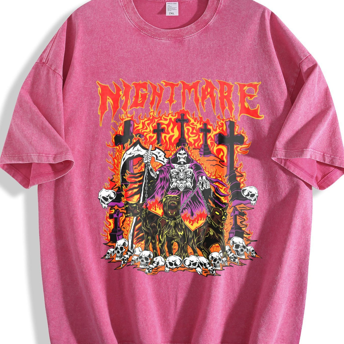 Nightmare Grim Reaper Hellhound Vintage Washed T-Shirt product image 7