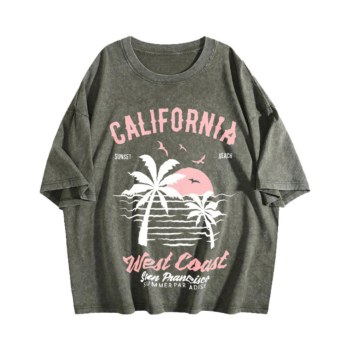 California - Surf Beach With Palm Trees Vintage Washed product image 4