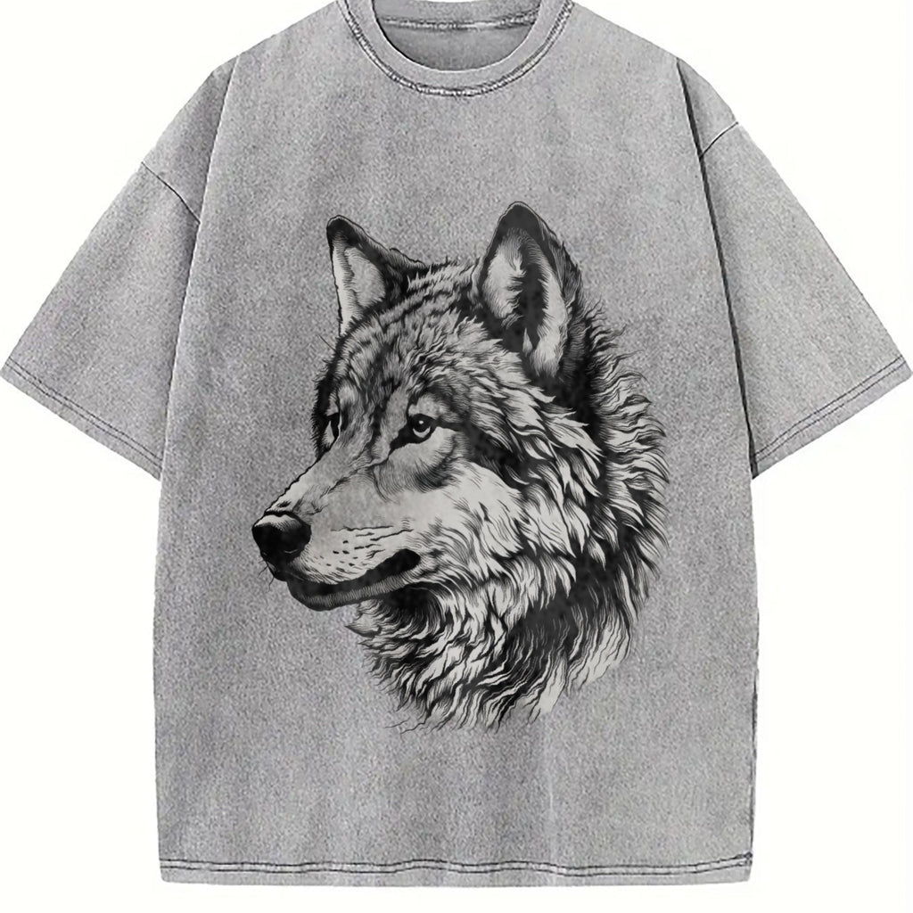 Wolf Face Hand Drawing 90s Vintage Washed T-Shirt product image 5