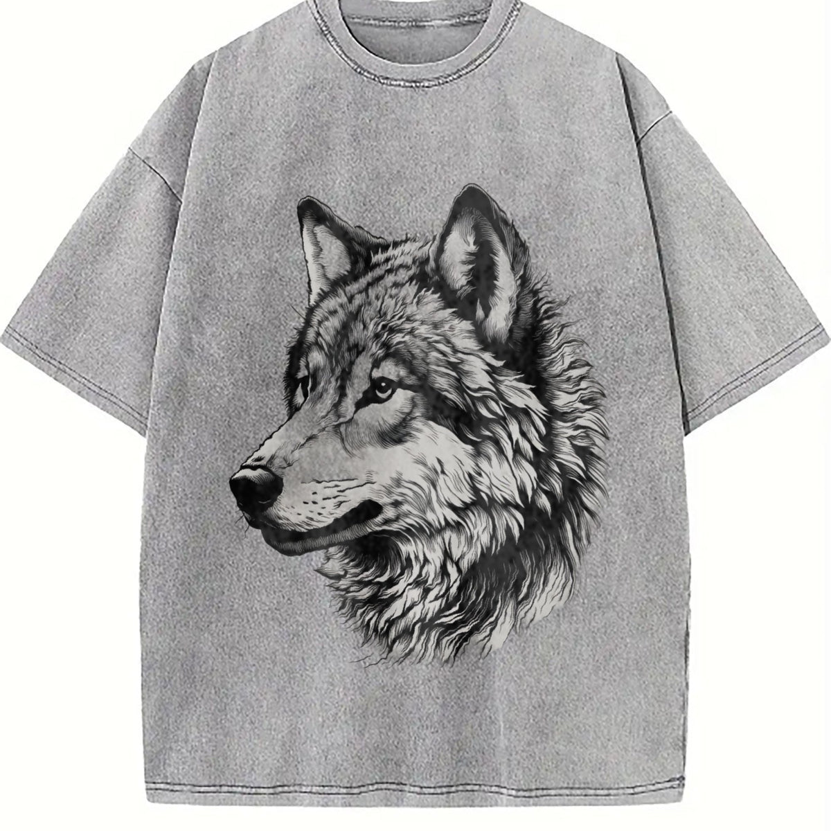 Wolf Face Hand Drawing 90s Vintage Washed T-Shirt product image 5