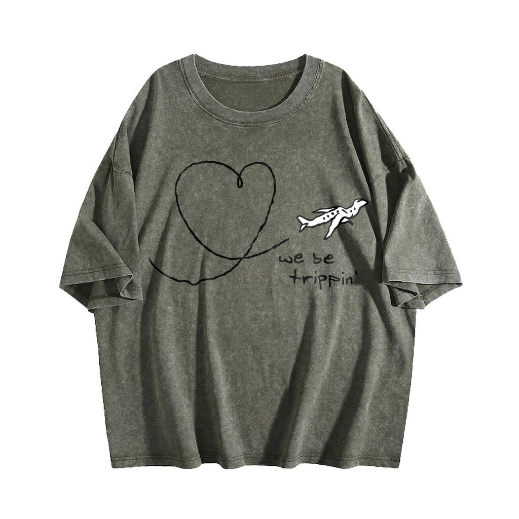 We Be Trippin Airplane Heart Vintage Washed T-Shirt product image 4