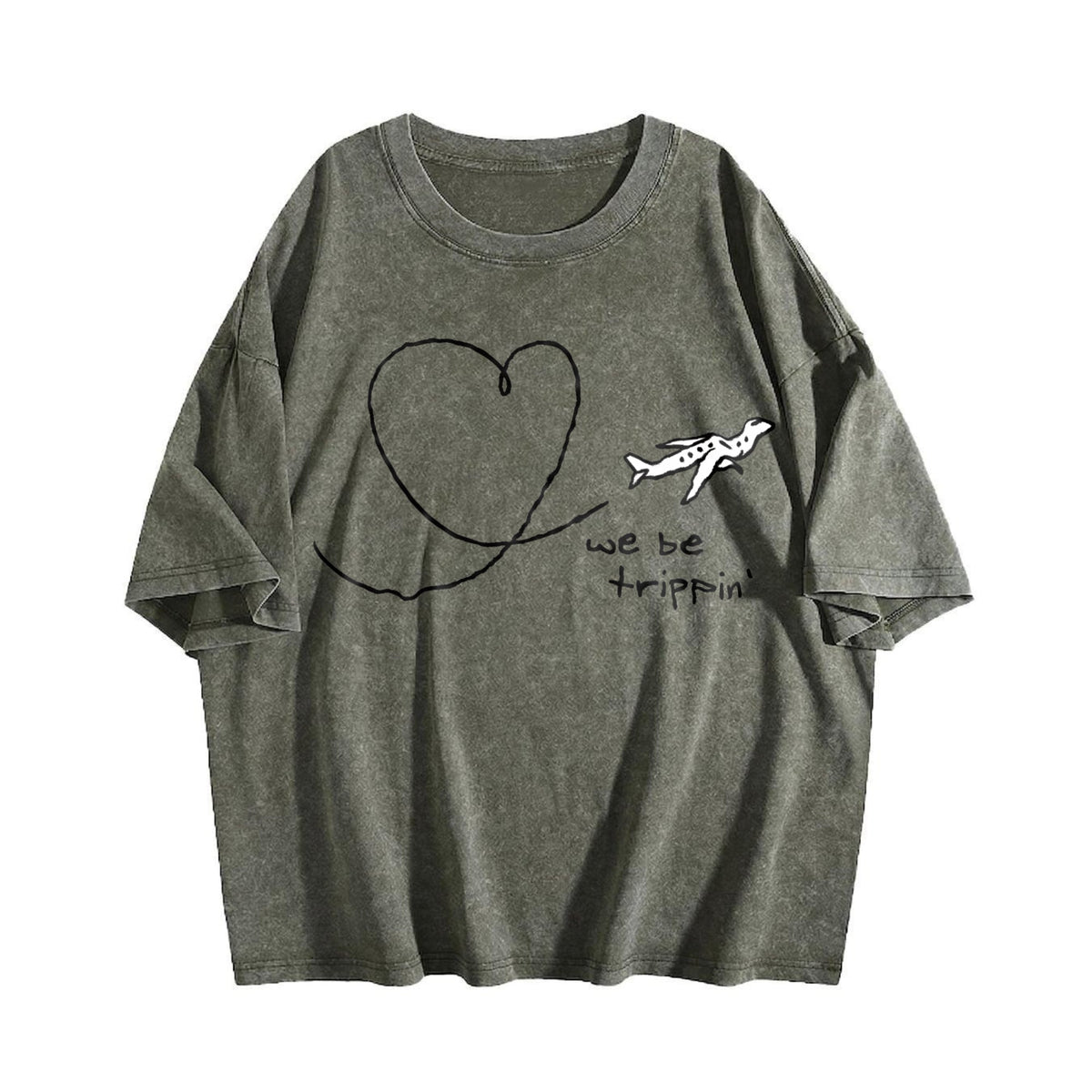 We Be Trippin Airplane Heart Vintage Washed T-Shirt product image 4