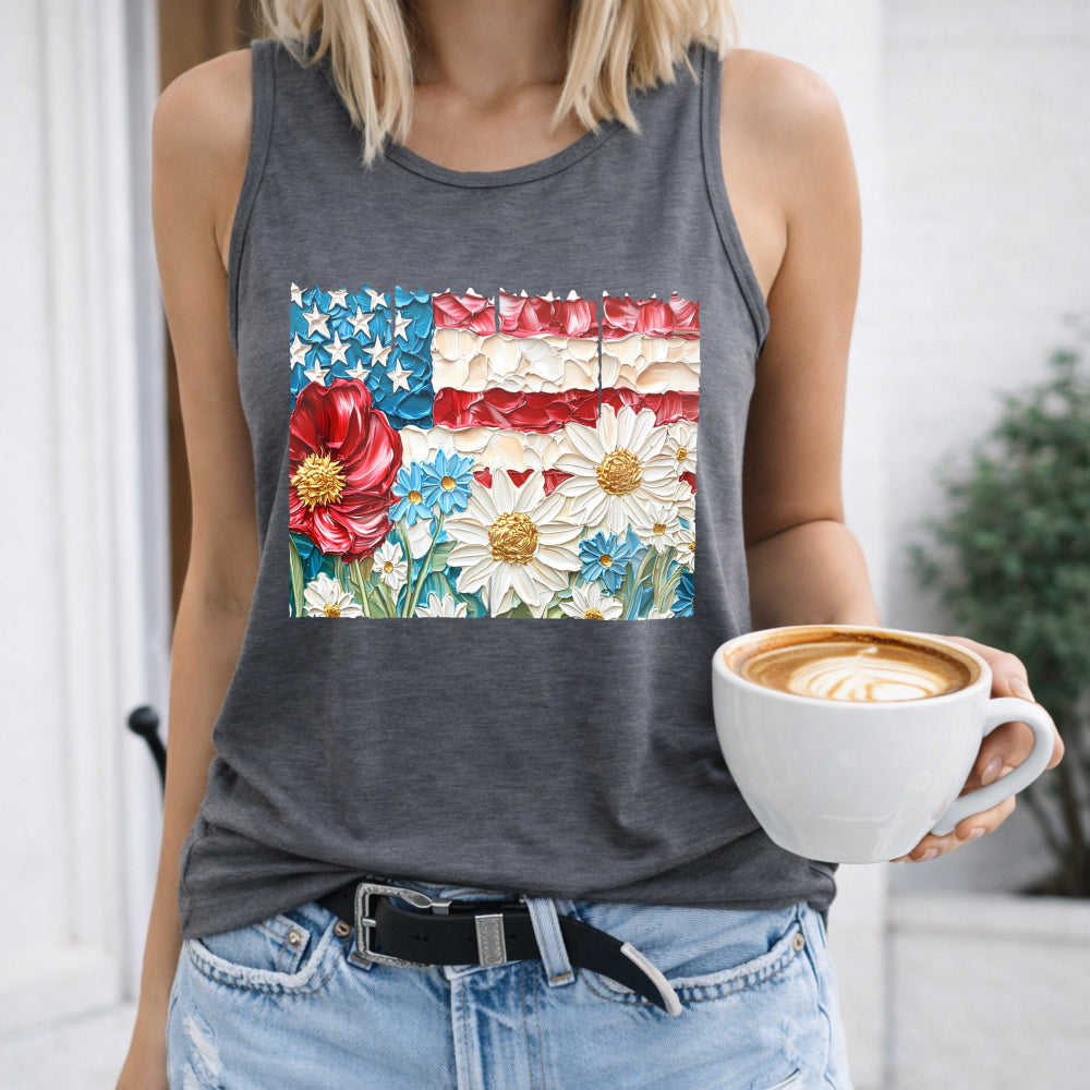 Floral 4th Of July Women's Tank Top