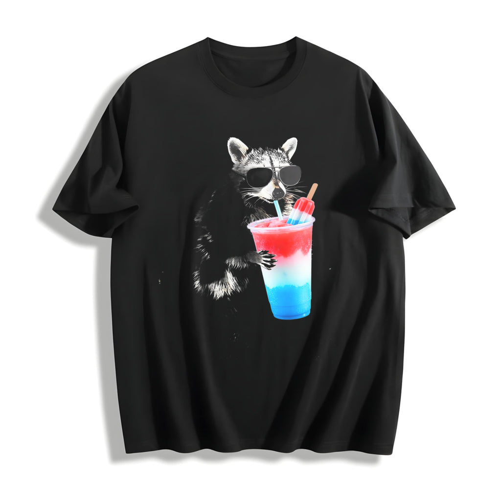 4th Of July Raccoon Drinking Patriotic Slushie Cotton product image 1