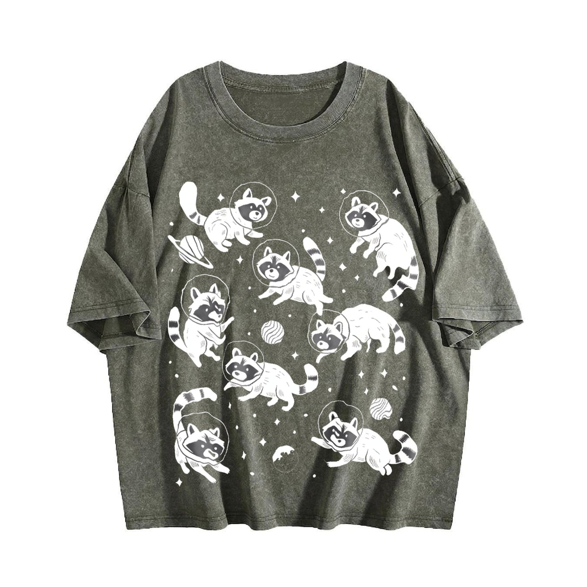 Raccoon In Space 90s Vintage Washed T-Shirt product image 4