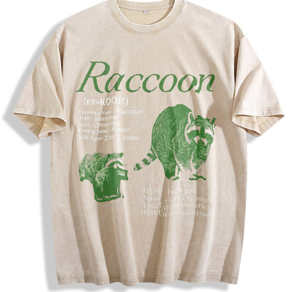 Raccoon Infographic Vintage Washed T-Shirt product image 1