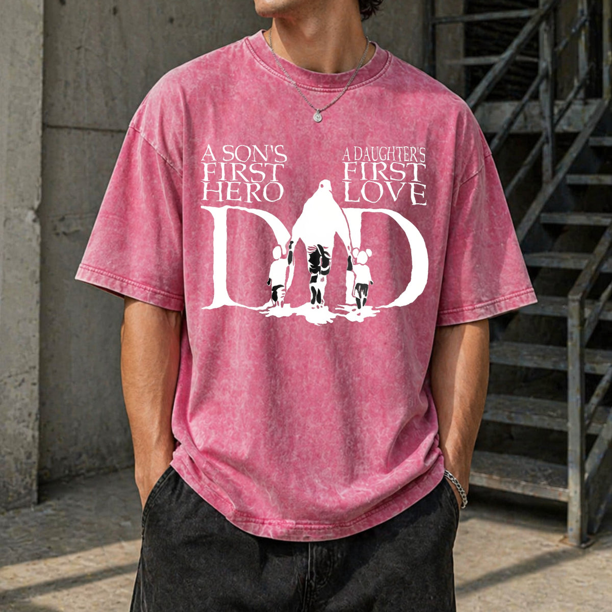 Dad A Son's First Hero A Daughter's Love Vintage Washed product image 14