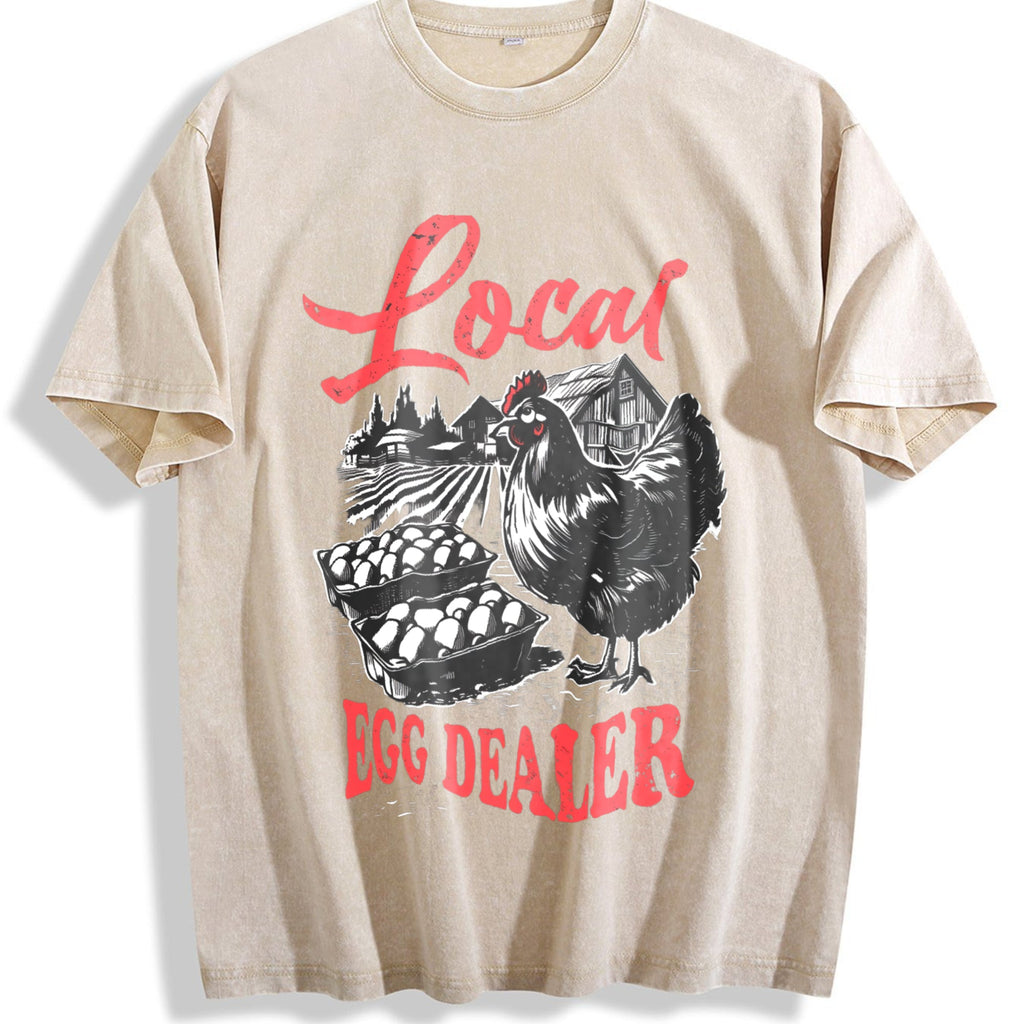 Local Egg Dealer Funny Chicken 90s Vintage Washed T-Shirt product image 1