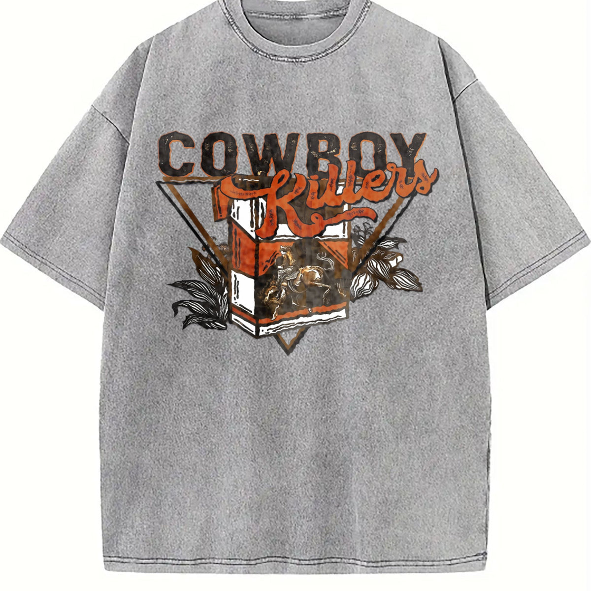 Front Back Western Cowboy Vintage Washed T-Shirt product image 5