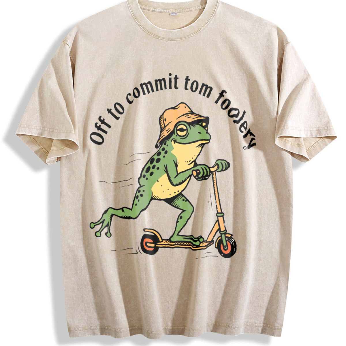 Off To Commit Tomfoolery Frog Vintage Washed T-Shirt product image 1