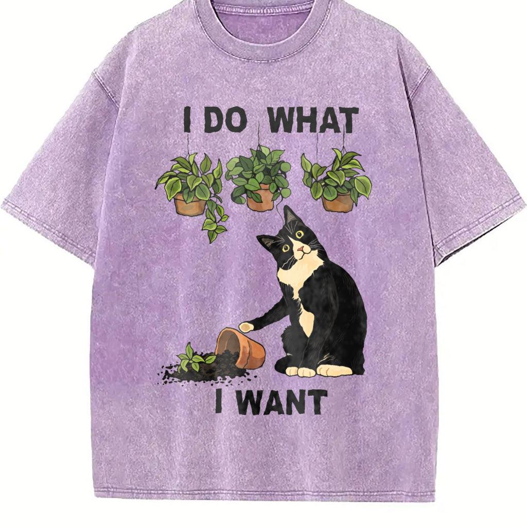 I Do What I Want Cat Vintage Washed T-Shirt product image 6