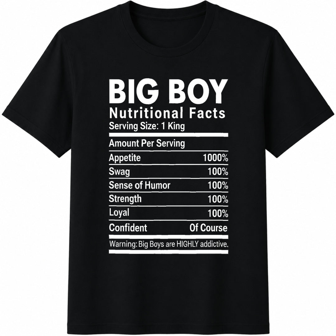 Big Boy Nutritional Facts - With Humorous Cotton T-Shirt product image 1