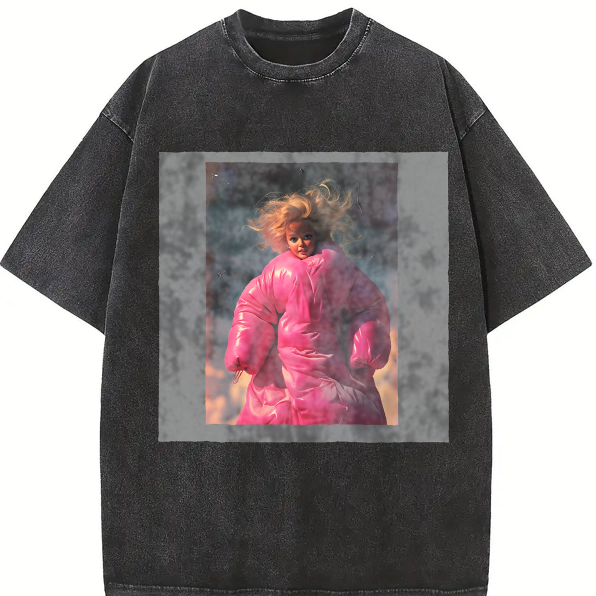 Doll in Pink with Flames Vintage Washed T-Shirt product image 2