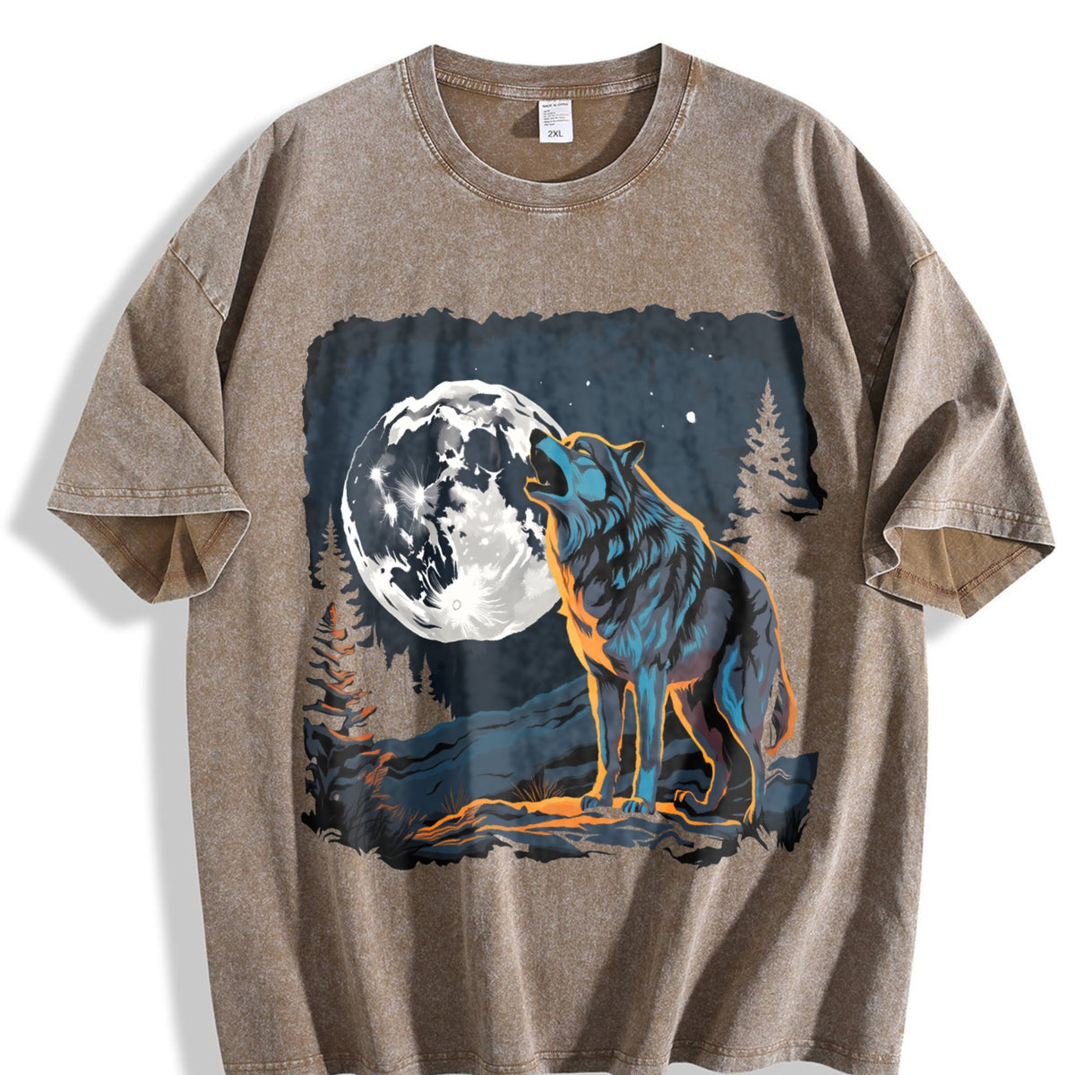Wolf Howling Y2K Teenager Vintage Washed T-Shirt product image 3