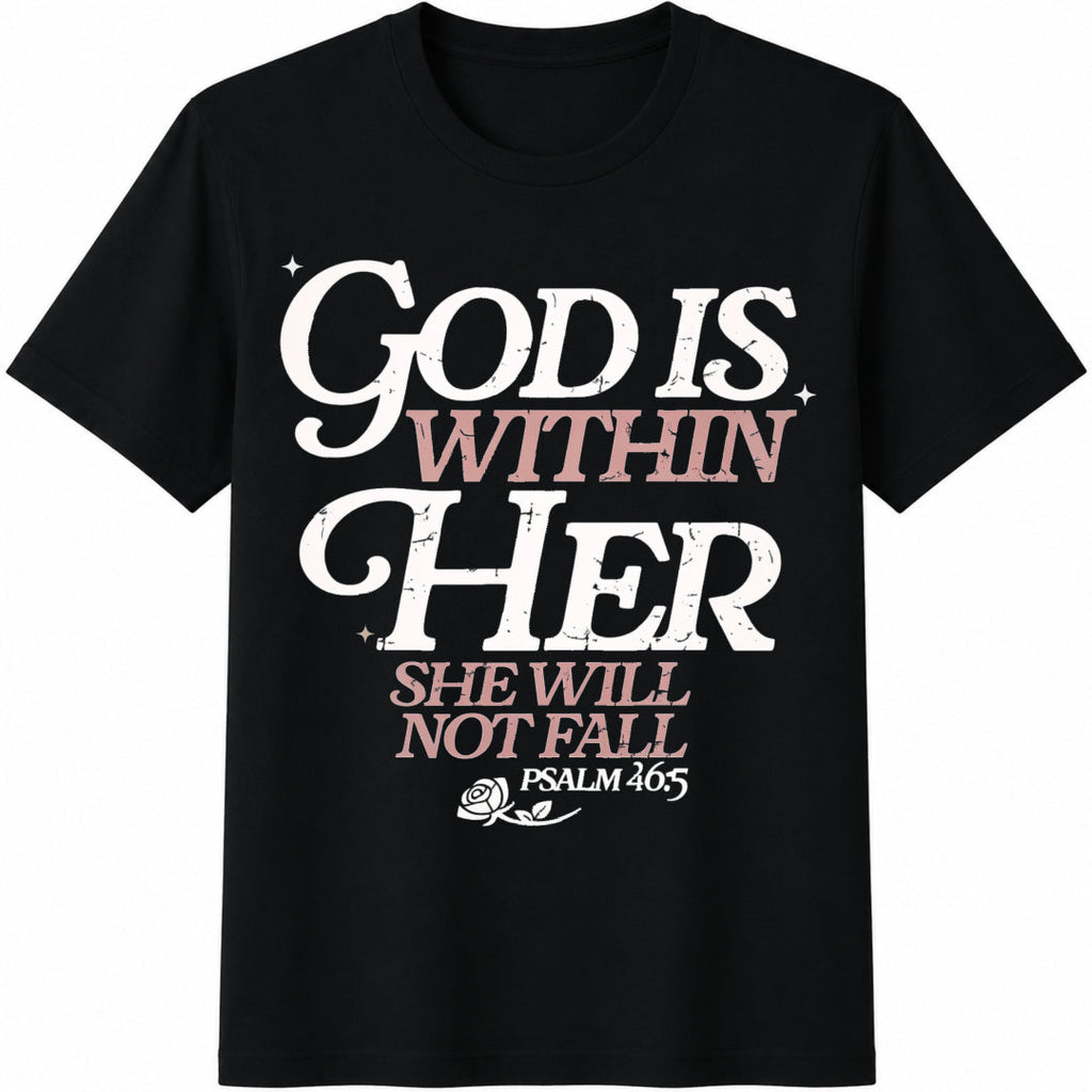 God Is Within Her Christian Cotton T-Shirt product image 1