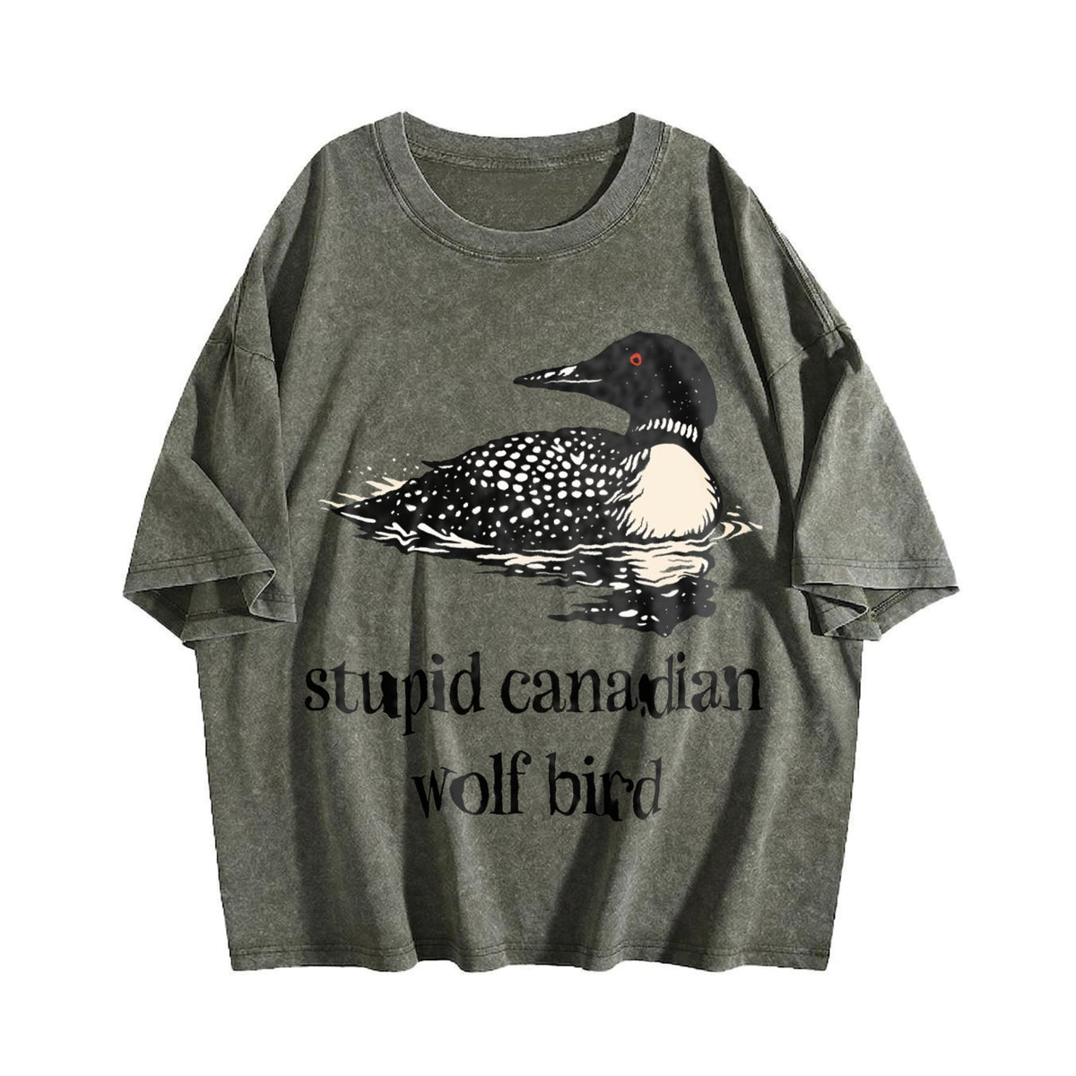 Stupid Canadian Wolf Bird Vintage Washed T-Shirt product image 4