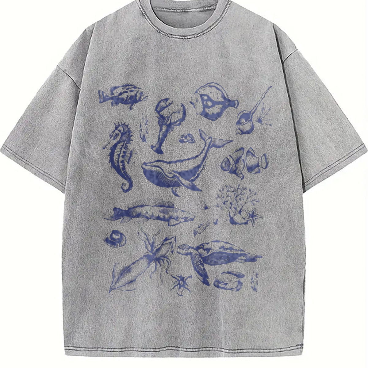 Tattoo Sea Animals 90s Vintage Washed T-Shirt product image 5
