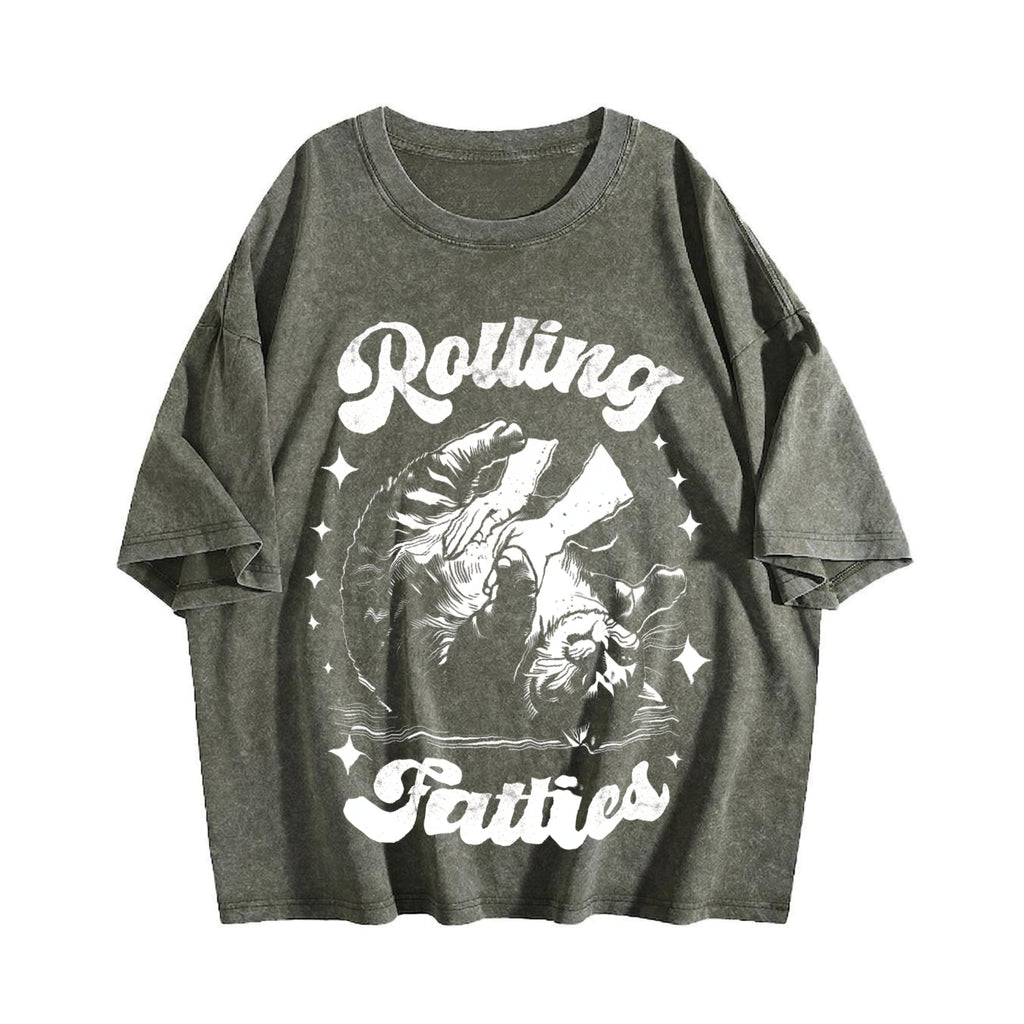 Funny Rolling Fatties 90s Vintage Washed T-Shirt product image 4