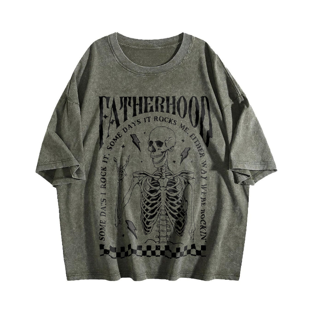 Fatherhood Dad Funny Skeleton First Time Vintage Washed product image 4
