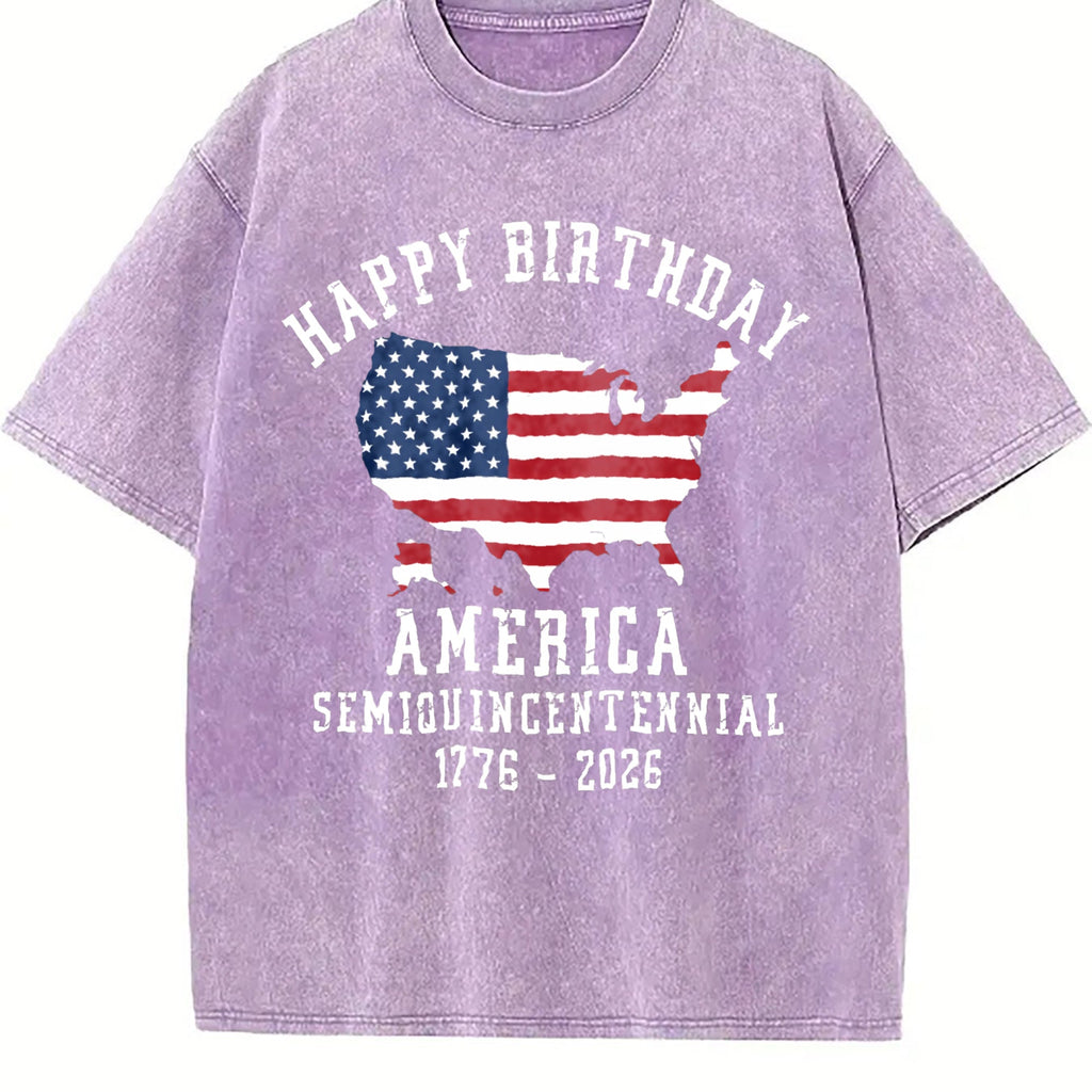 Patriotic Happy Birthday America Vintage Washed T-Shirt product image 6