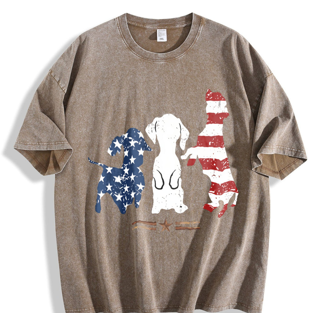 Patriotic Dog Silhouette Boxy Y2K Aesthetic Summer Vintage product image 3