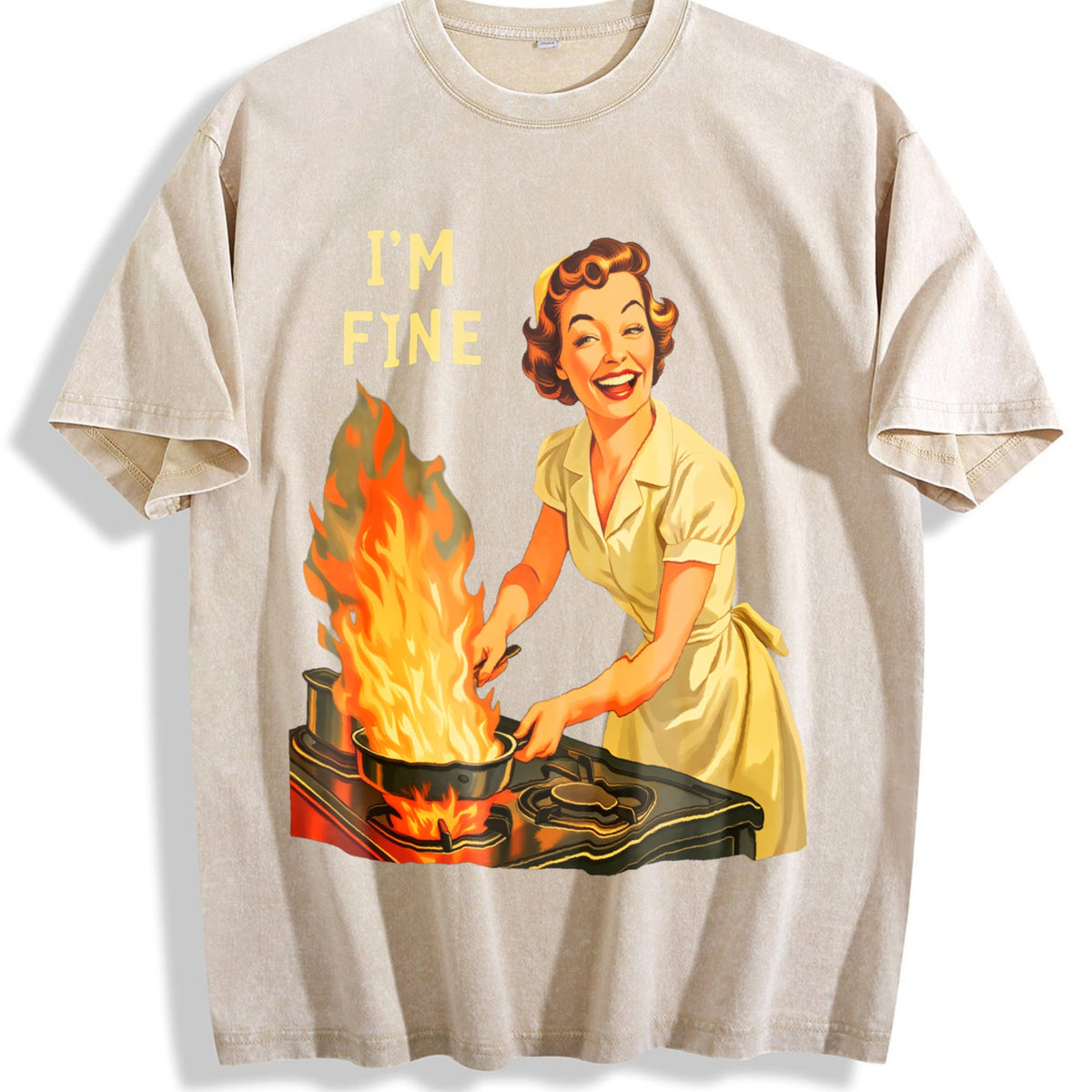 I Am Fine Housewife Vintage Washed T-Shirt product image 1