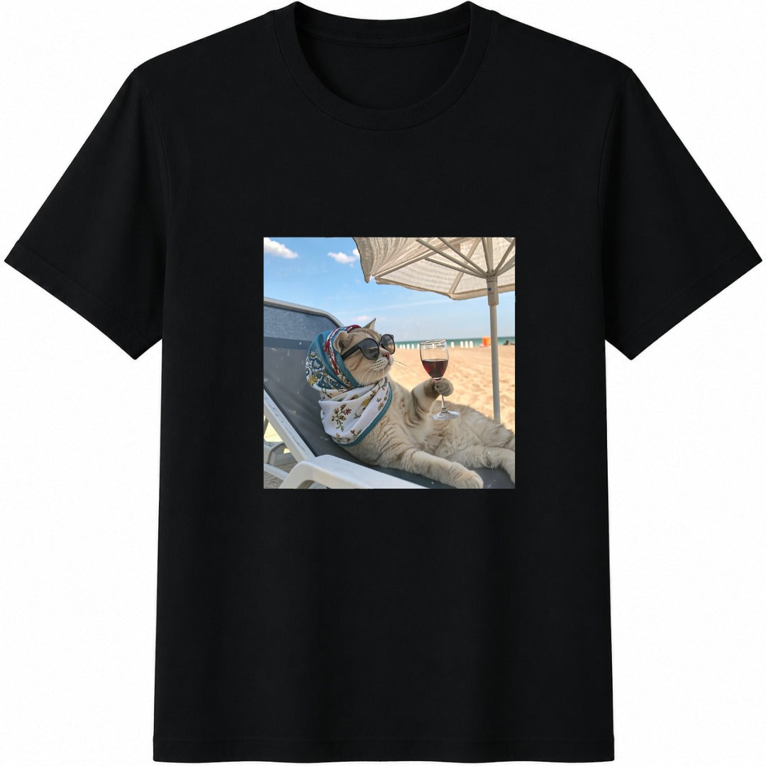 Beach Cat Cotton T-Shirt product image 1