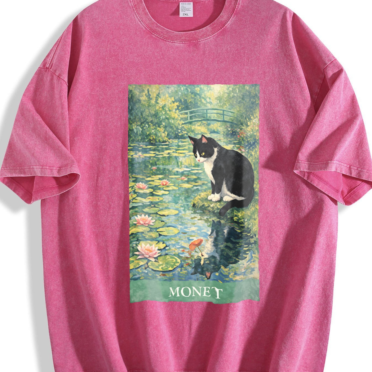 Monet Cat Art Vintage Washed T-Shirt product image 7
