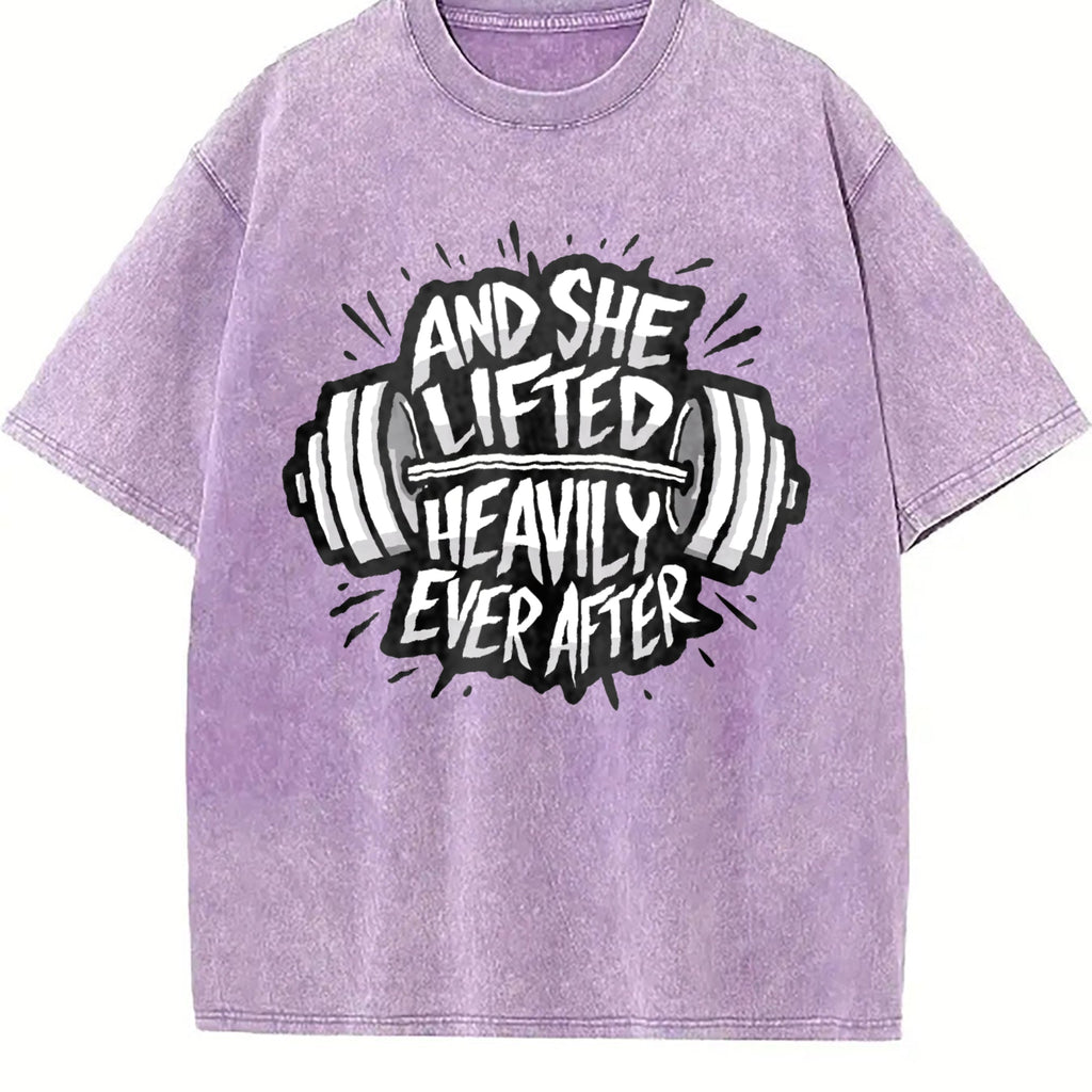 She Lifted Heavily Ever After Barbell Motivation Vintage product image 6
