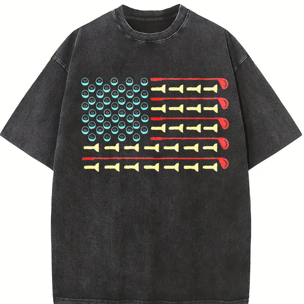 Golfer American Flag Vintage Washed T-Shirt product image 2