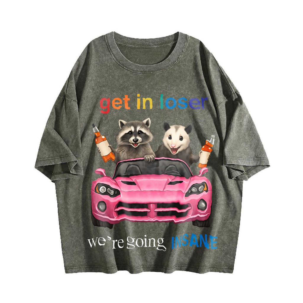 Funny Raccoon Opossum : Get In Loser Meme Vintage Washed product image 4