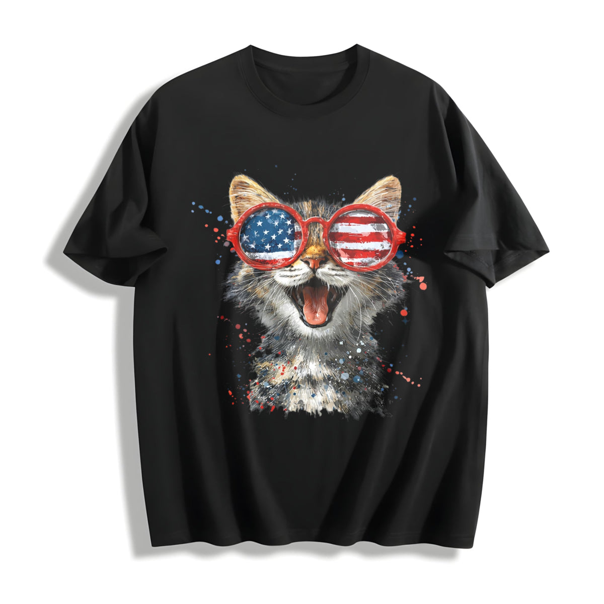 Funny Patriotic Cat Cotton T-Shirt product image 1