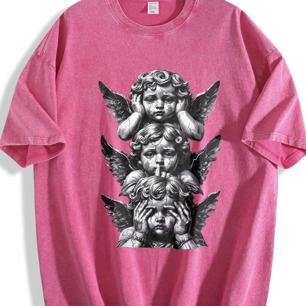 Gothic Three Wise Monkeys Angel Statue Vintage Washed product image 7