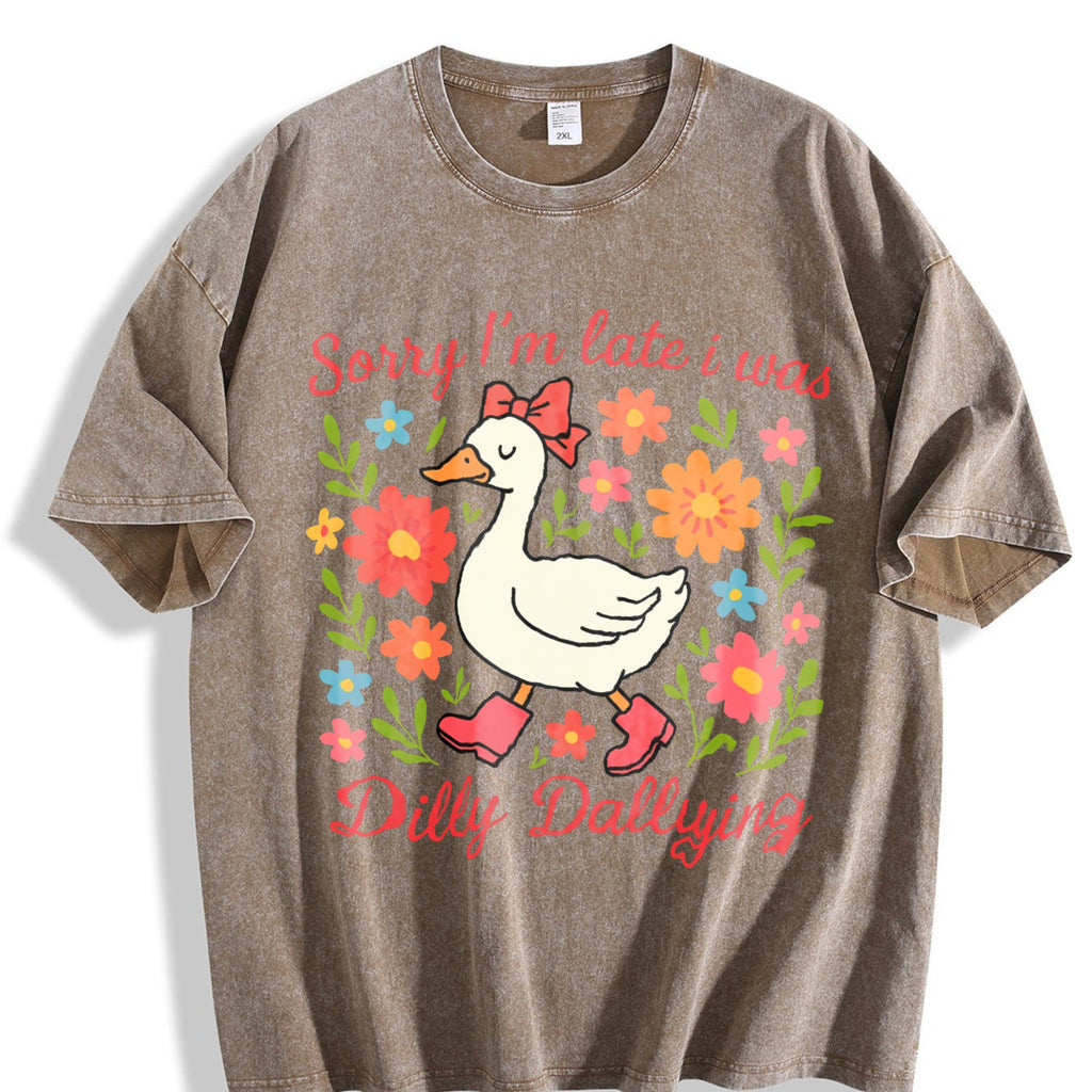 Late Duck Is Busy Vintage Washed T-Shirt product image 3