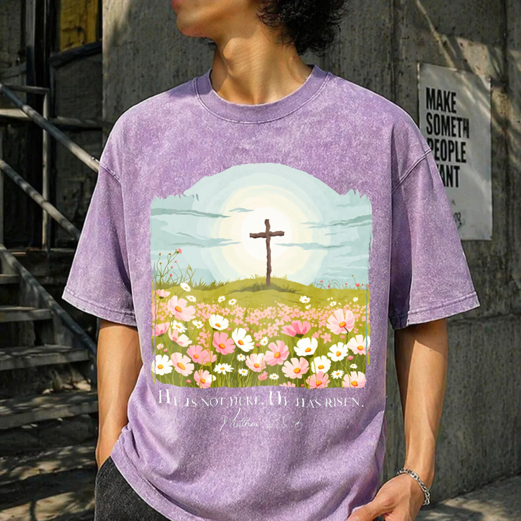 Christian Easter He Is Risen Vintage Washed T-Shirt product image 13