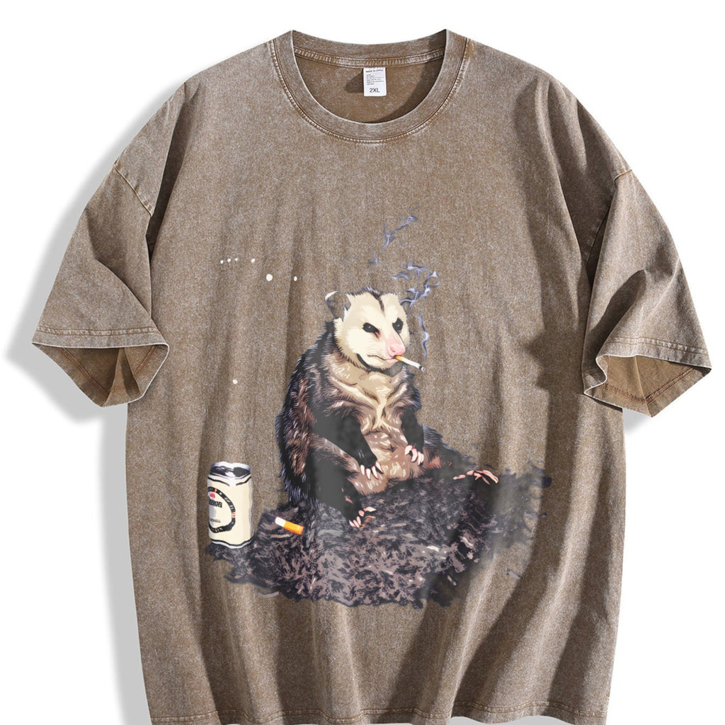 Smoking Opossum Meme Vintage Washed T-Shirt product image 3