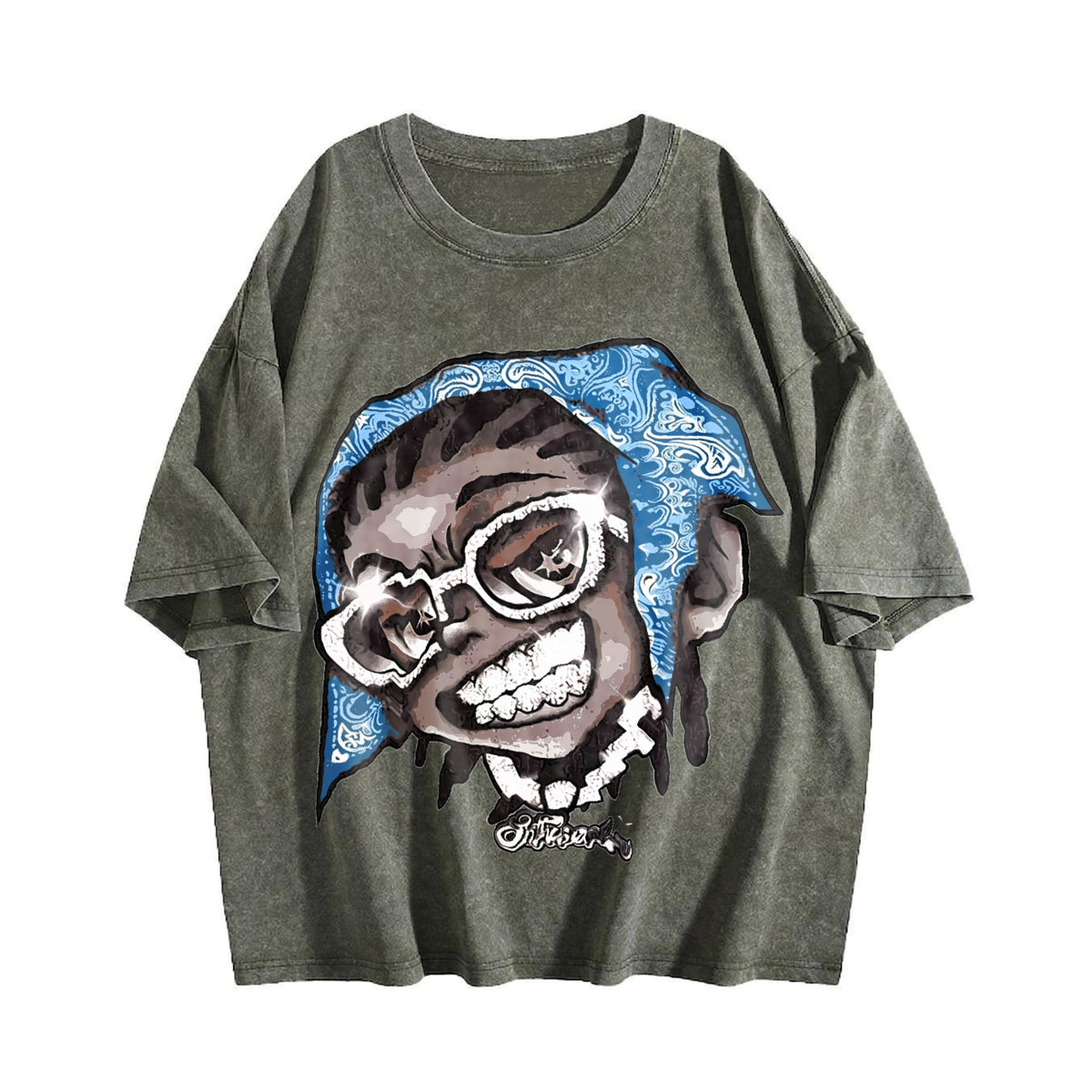 Hip Hop Cartoon Character Vintage Washed T-Shirt product image 4