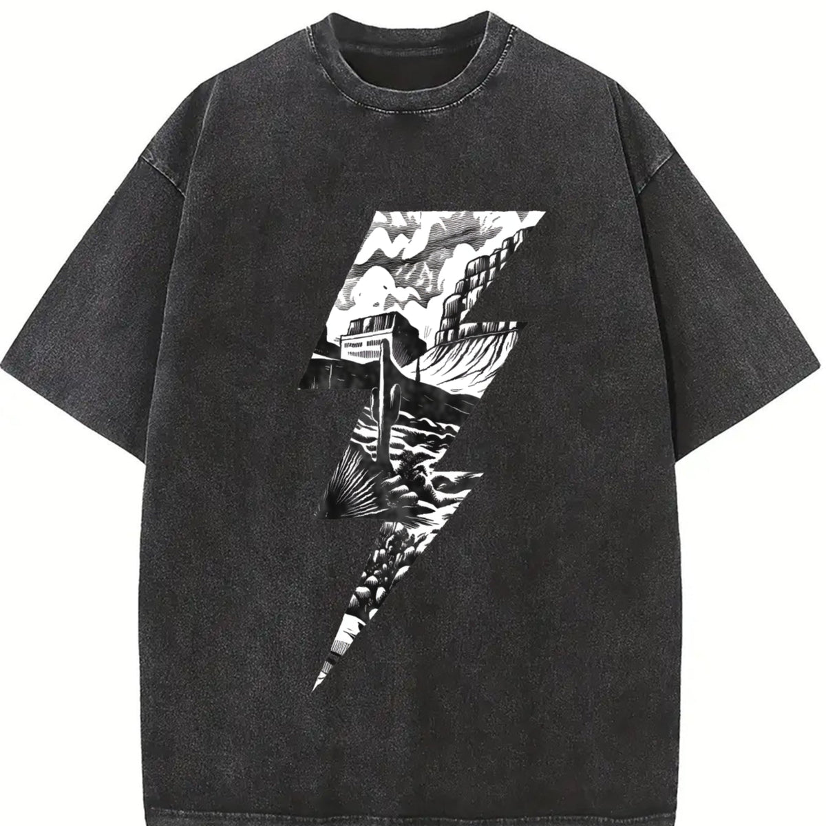 Lightning Bolt Desert Cactus 90s Vintage Washed T-Shirt product image 2