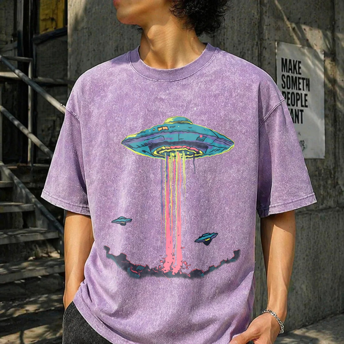 Alien Abduction Vintage Washed T-Shirt product image 13